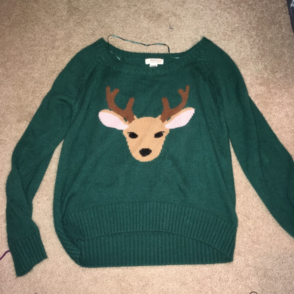 Teal reindeer / deer sweater